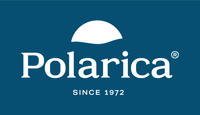 Polarica main logo with year, white on blue, 1000px